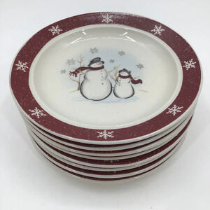 Royal Seasons Stoneware Christmas Snowmen Dessert Bread Plates Country Holiday
